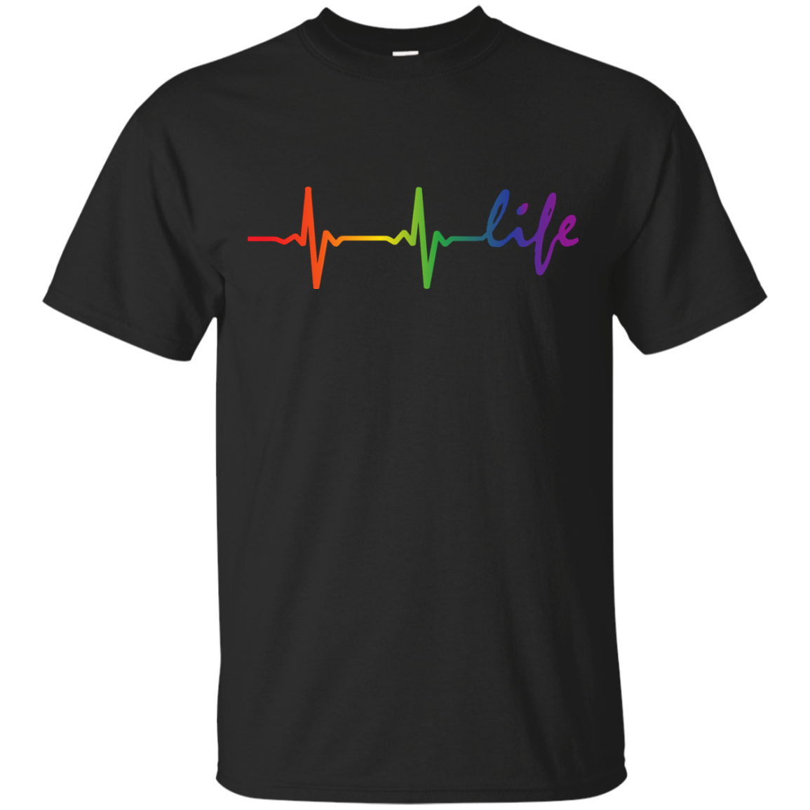 Rainbow Life Heartbeat Black Shirt for Men 