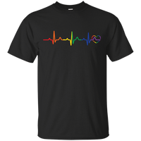 Rainbow Heartbeat black round neck tshirt