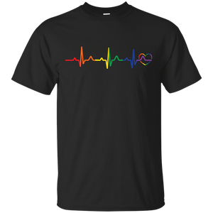 Rainbow Heartbeat black round neck tshirt