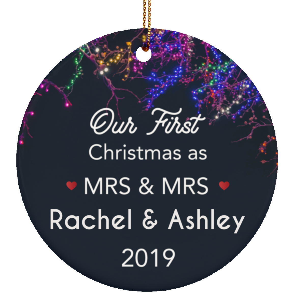 Our Christmas As Mrs & Mrs Ceramic Circle Ornament