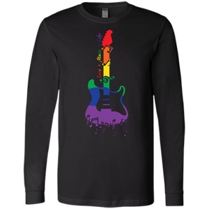 Rainbow guitar LGBT Pride black full sleeves round neck tshirt for men & music lover