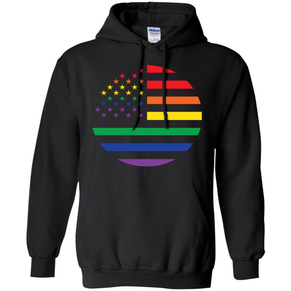 "Circular Rainbow Flag" Gay Pride Round Neck Black Color Hoodie, Full-Sleevs