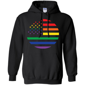 "Circular Rainbow Flag" Gay Pride Round Neck Black Color Hoodie, Full-Sleevs