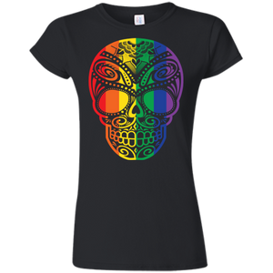 Rainbow Skull black T Shirt for women  LGBT Pride Tshirt