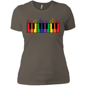 "Music Binds Love" Rainbow LGBT Pride half sleeves round neck tshirt for women