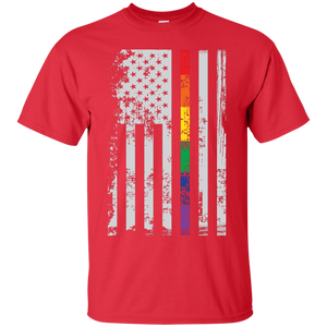 Rainbow Pride USA Flag Strip red T Shirt for men