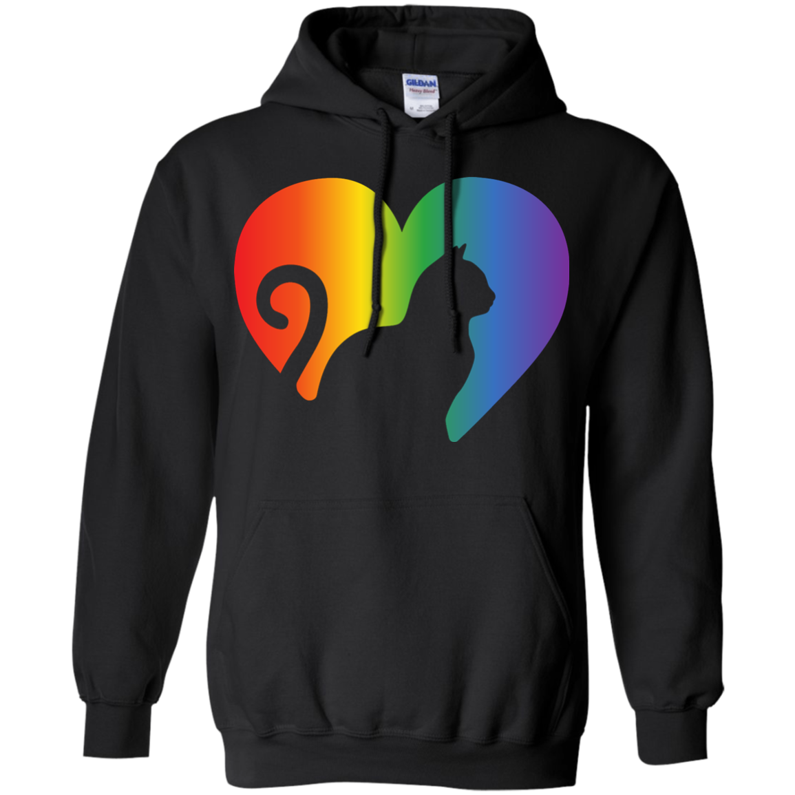 Rainbow Cat Heart LGBT Pride black unisex hoodie| Affordable LGBT  Hoodie for pet lovers