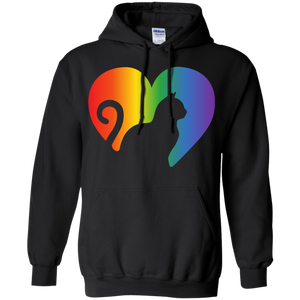 Rainbow Cat Heart LGBT Pride black unisex hoodie| Affordable LGBT  Hoodie for pet lovers