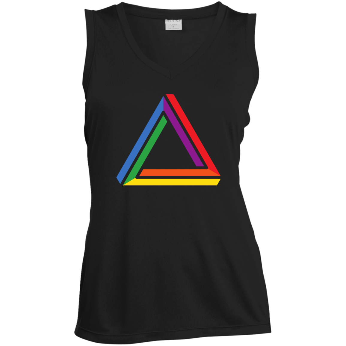 Funky Gay Pride Black Sleeveless Shirt for Women Rainbow Triangle Gay Pride Tshirt for Women