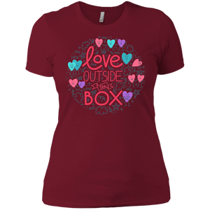 Love Outside The Box maroon tshirt for women LGBT Pride women round neck maroon tshirt