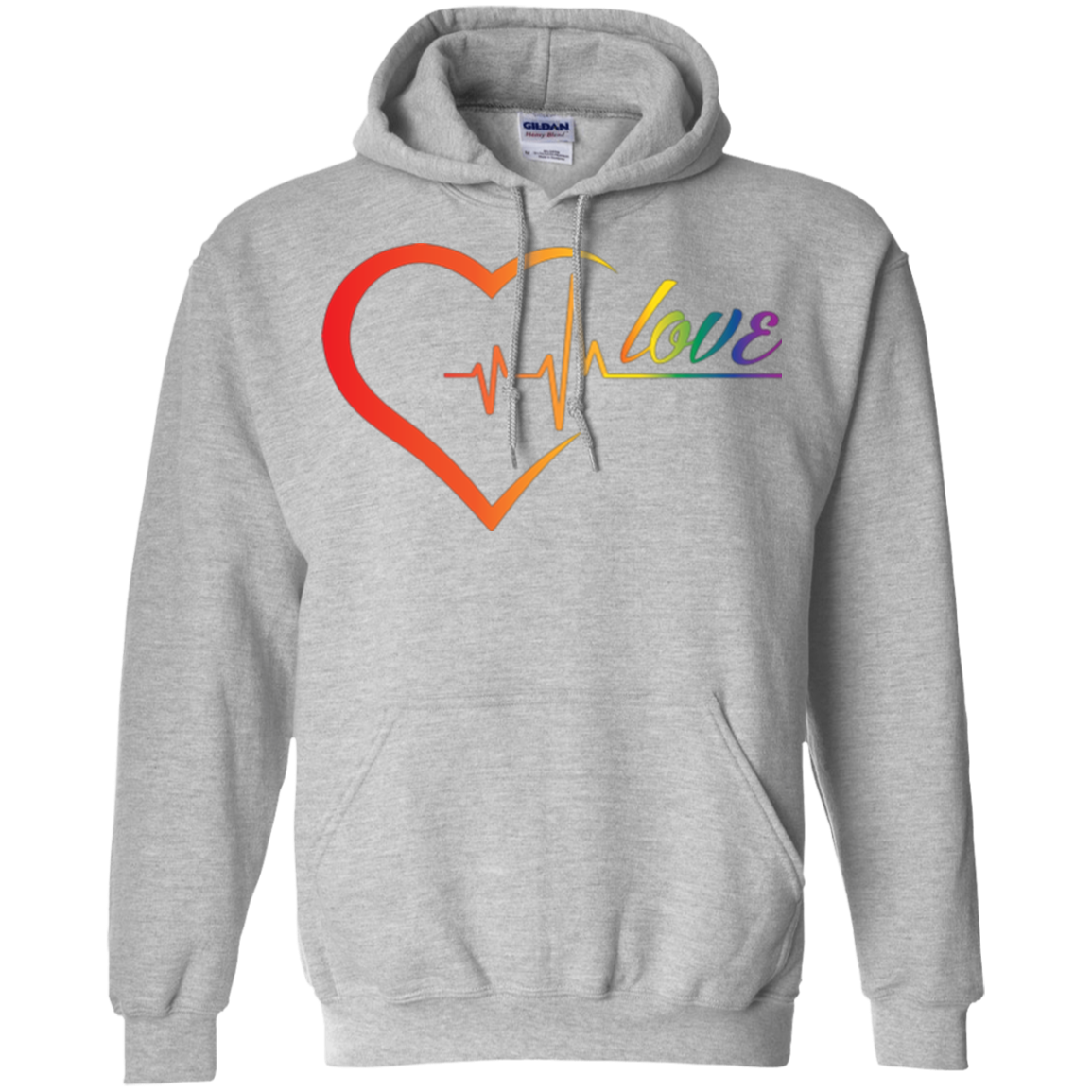 Rainbow Heartbeat Love Grey Hoodie for men & women Gay Pride grey Hoodie for men & women