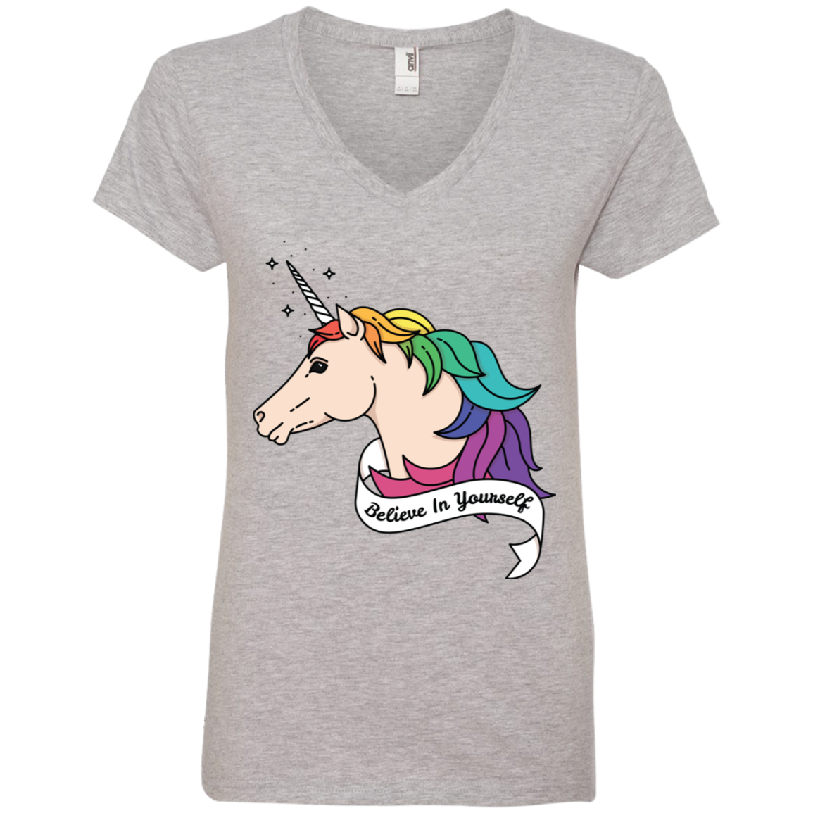 Believe in yourself unicorn dark grey tshirt for womens LGBT Pride Believe in yourself womenws Tshirt