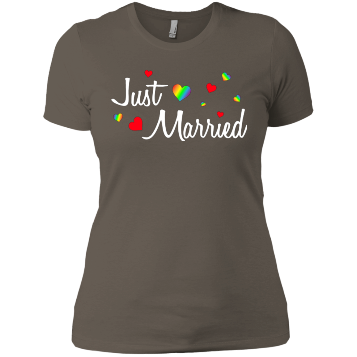 Just Married Rainbow Hearts Shirt