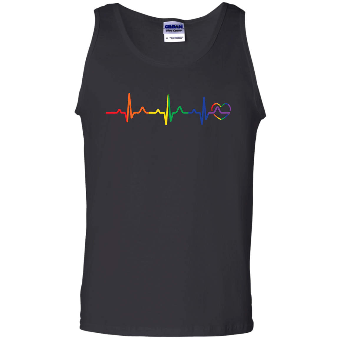 aRainbow Heartbeat Men's black Tank Top gay Pride Tank top 