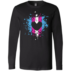 Trans Heart Pride Black full sleeves  Shirt for Men trans Mens apparel 