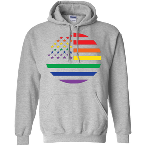 "Circular Rainbow Flag" Gay Pride Round Neck Gray Color Hoodie, Full-Sleevs