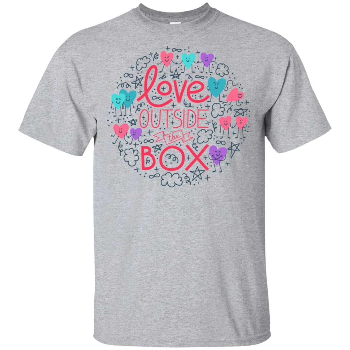 Love Outside The Box grey T Shirt LGBT Pride shirt gay pride round neck tshirt