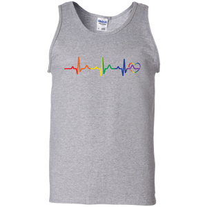 Rainbow Heartbeat Gay Pride Men's greyTank Top