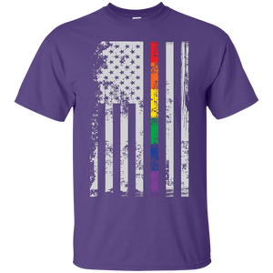 Rainbow Pride USA Flag Strip purple T Shirt for men