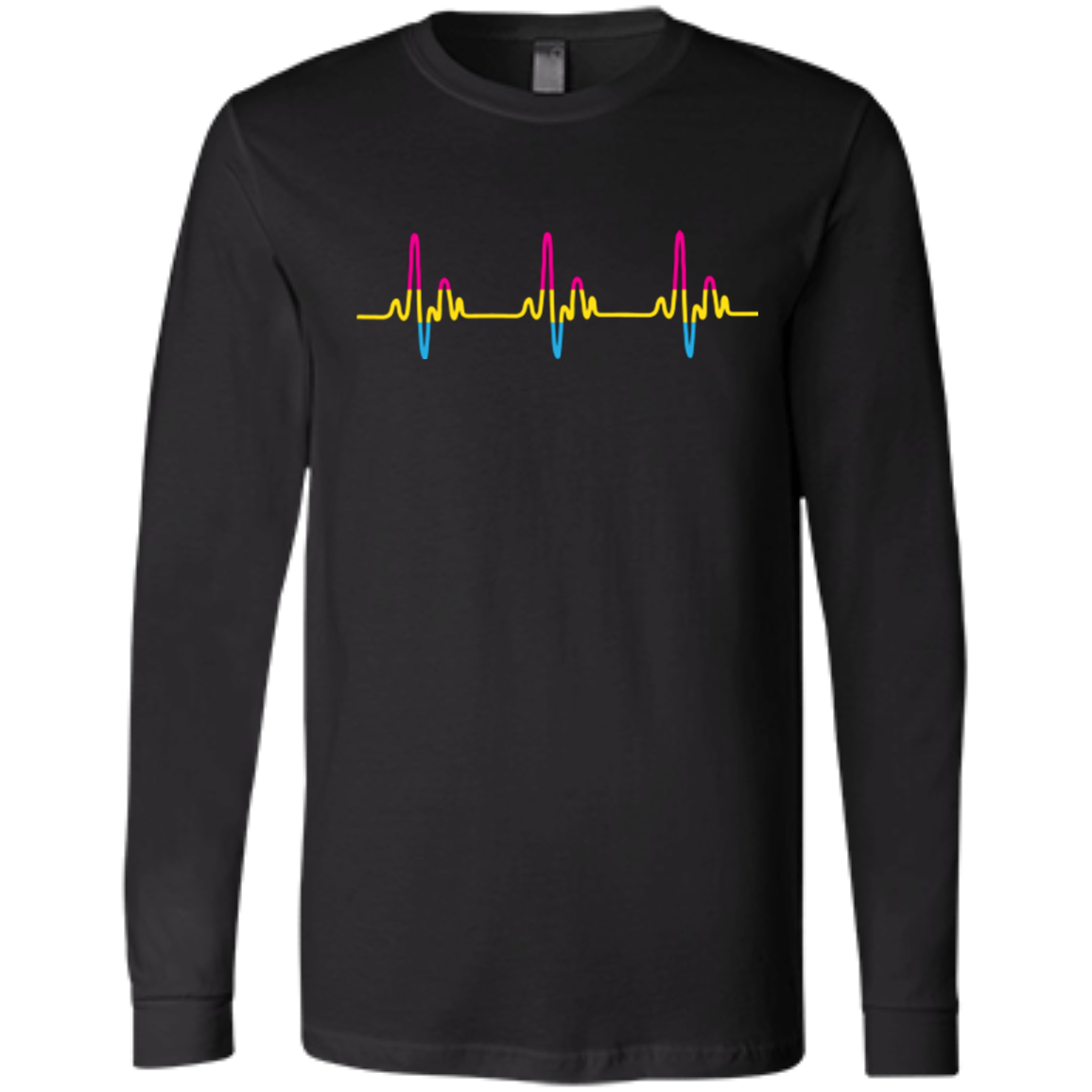 LGBT Pride Pansexual Heartbeat black full sleeves tshirt for Men