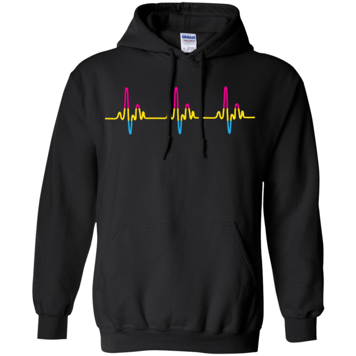 LGBT Pride Pansexual Heartbeat black full sleeves Hoodie for men & women