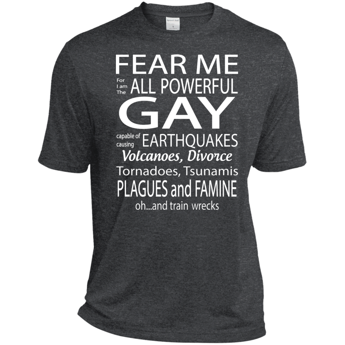 Powerfull gay Gay pride dark grey round neck tshirt for men