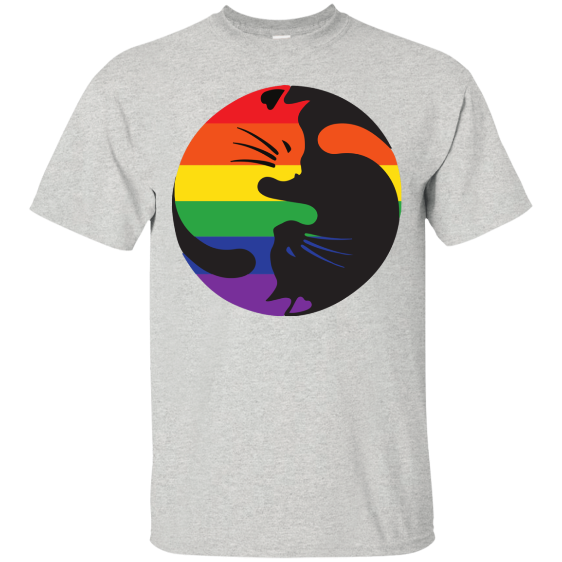 Rainbow Cat Yin Yang Pride T Shirt