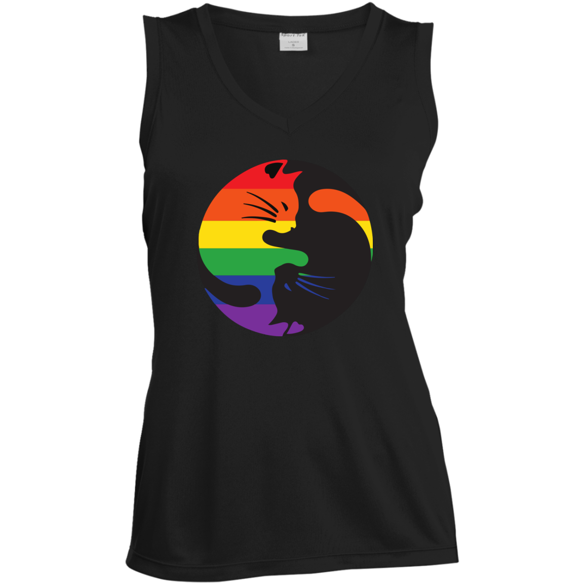 Rainbow Cat Yin Yang Pride T Shirt