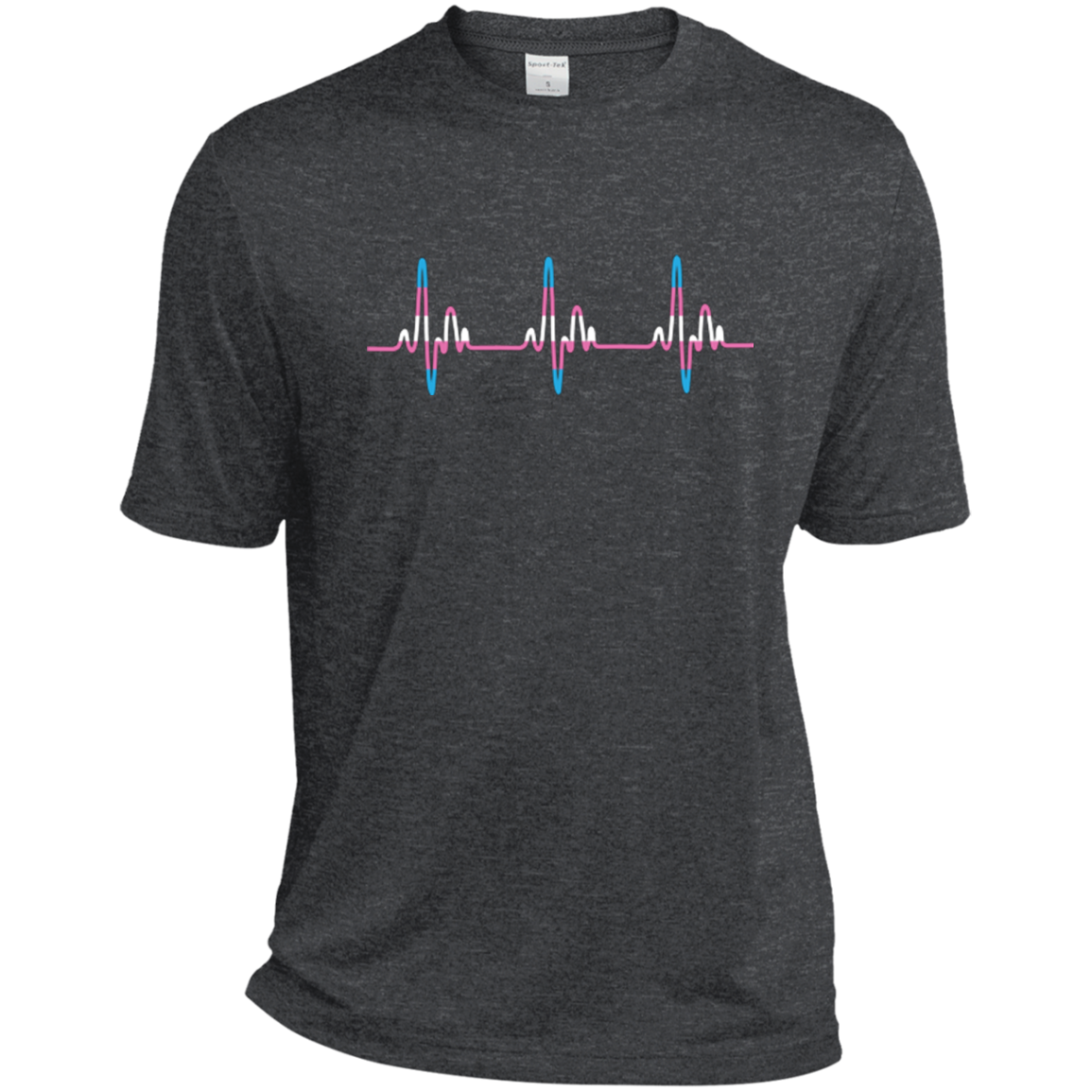 Trans Pride dark grey Tshirt for men Trans Heartbeat dark grey tshirt for men