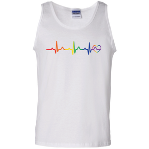 Rainbow Heartbeat Gay Pride Men's white Tank Top