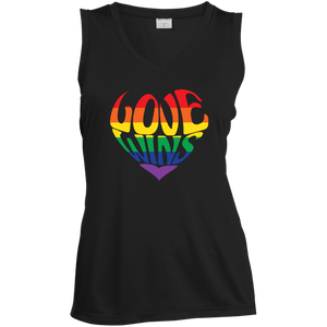 Love Wins black Sleeveless LGBTQ Pride Tshirt for women