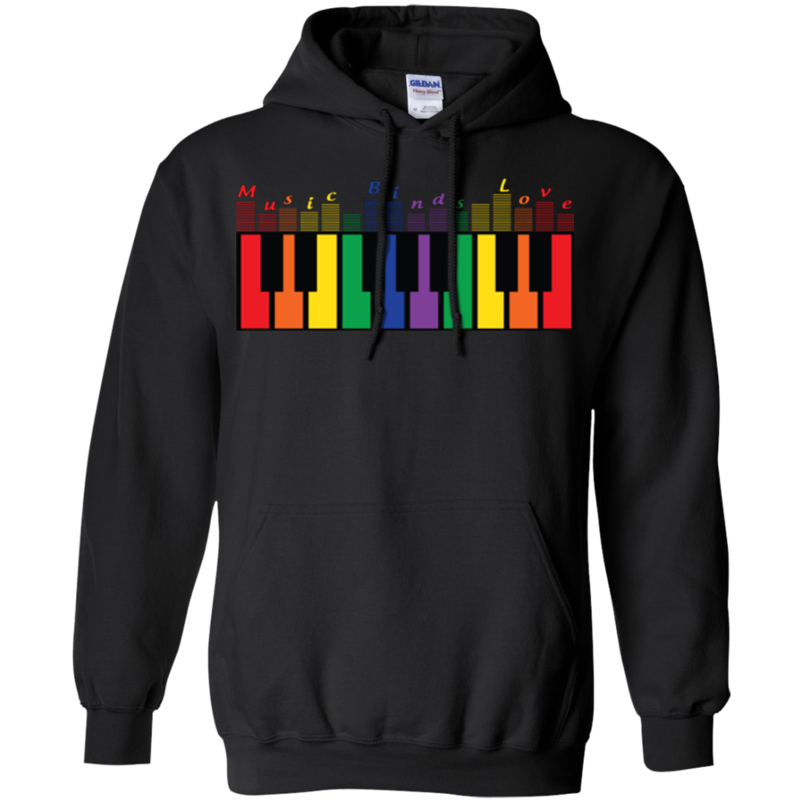 "Music Binds Love" Rainbow LGBT Pride grey hoodie for men & women