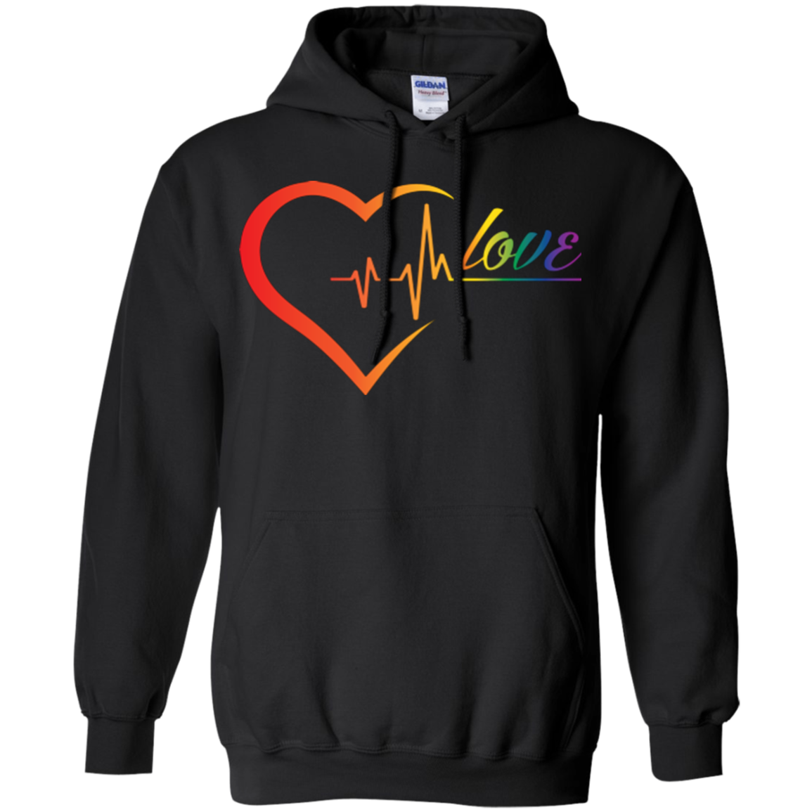 Rainbow Heartbeat Love Grey Hoodie for men & women Gay Pride Black Hoodie for men & women