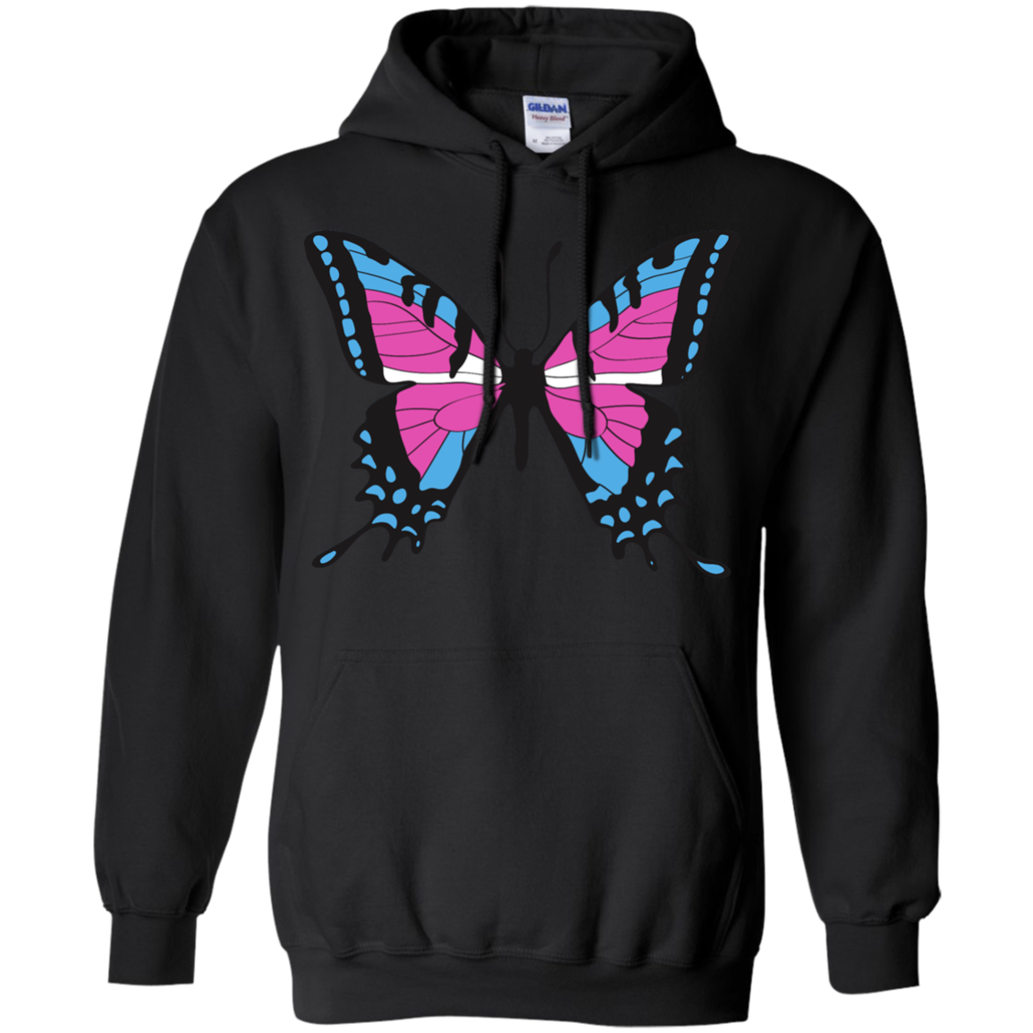 Trans Pride Butterfly black hoodie for men & women | Unique Design Trans Pride black hoodie for men & women