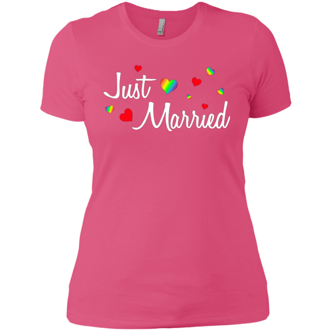 Just Married Rainbow Hearts Shirt