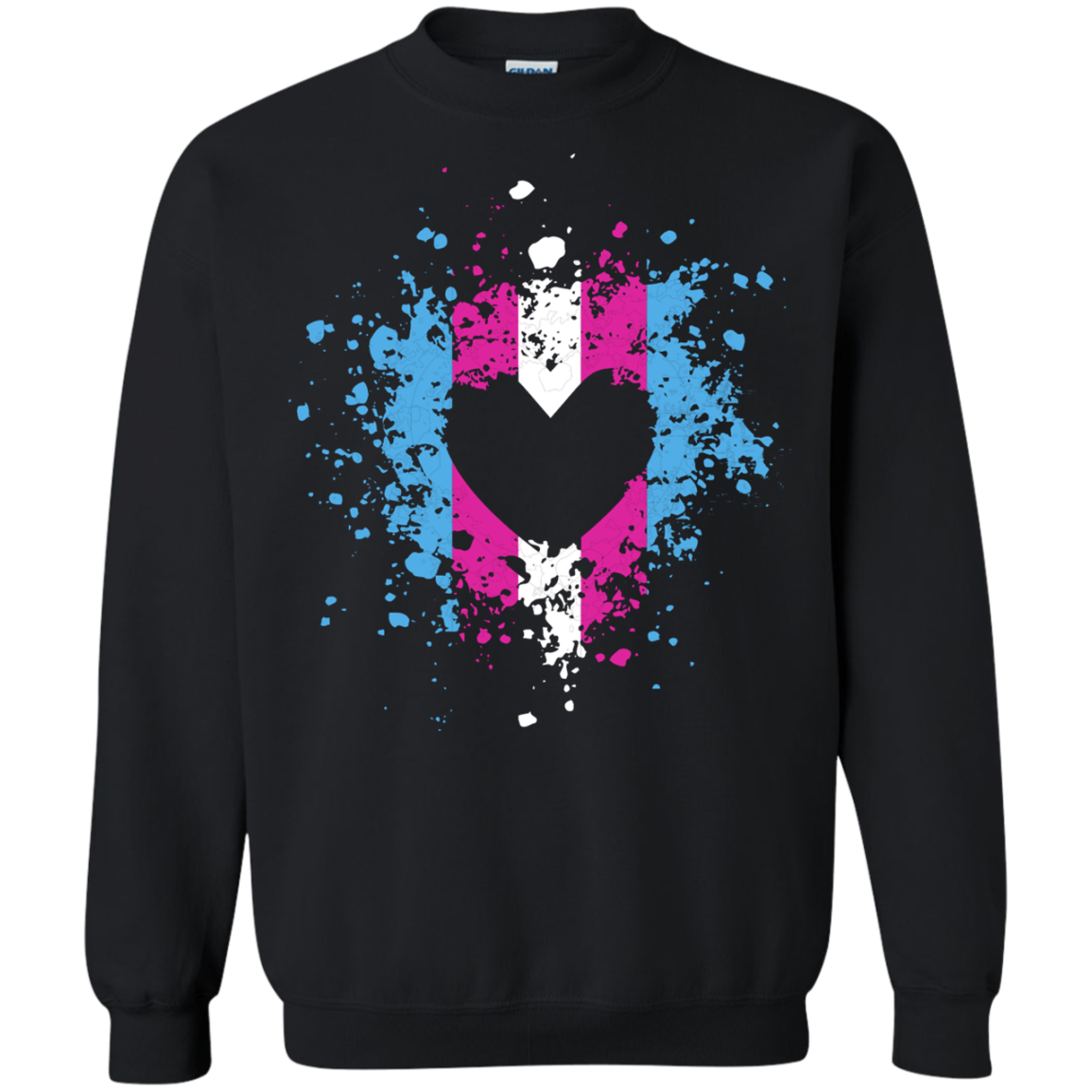 Trans Heart Pride Black full sleeves sweartshirt for womens trans womens apparel 