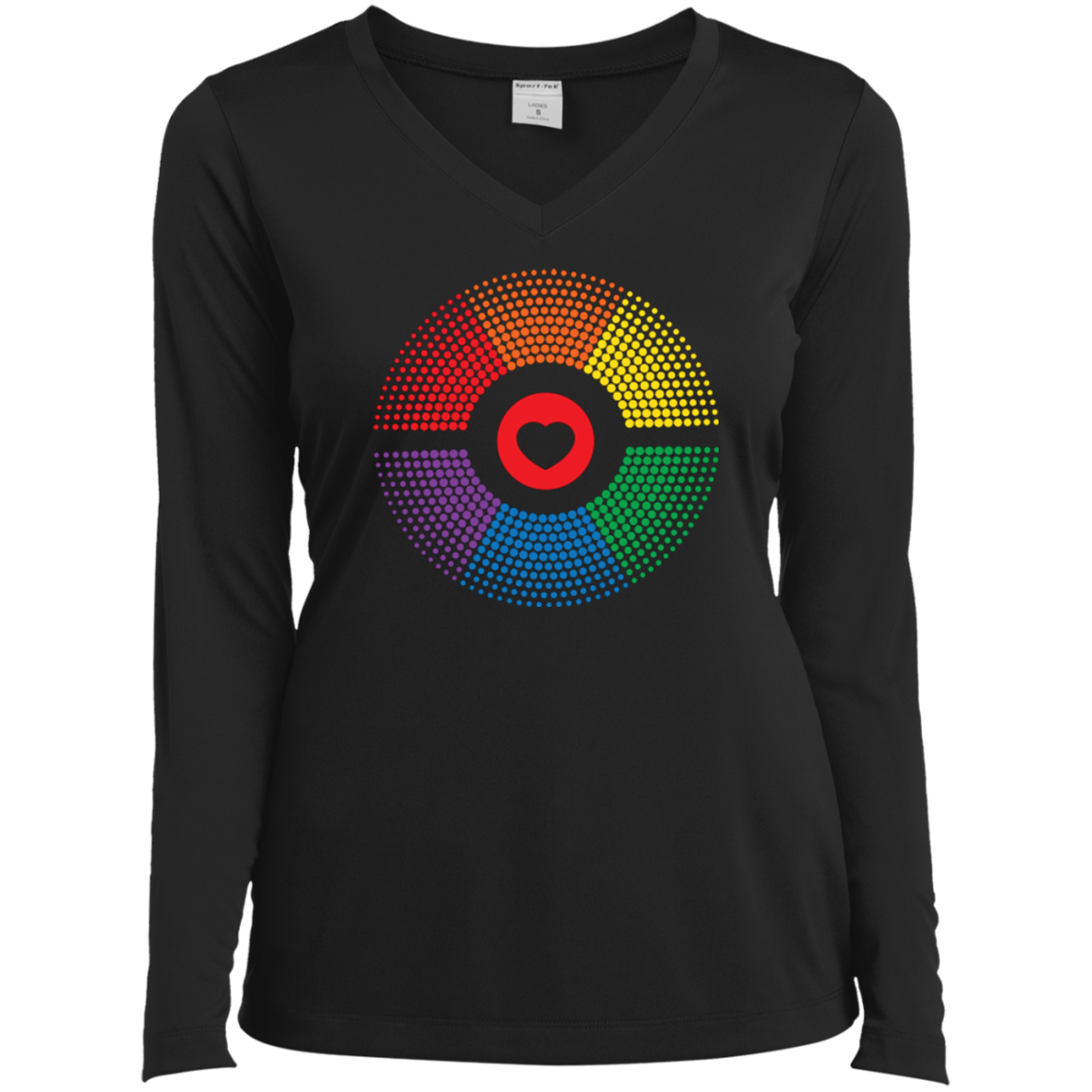 LGBT Pride Vibe long sleeves Shirt for women Gay pride rainbow circle v-neck black tshirt for women