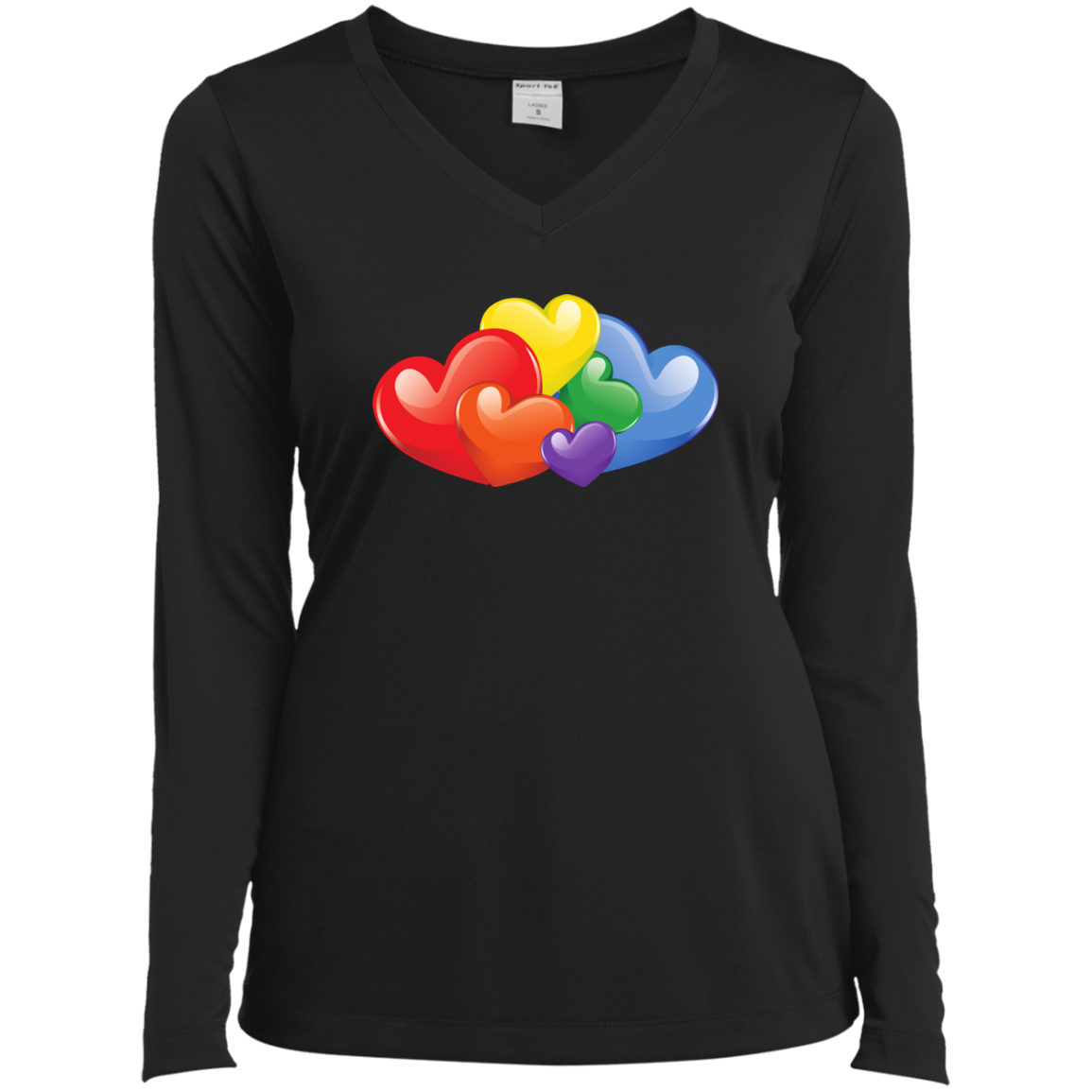 Vibrant Heart Gay Pride Black Full Sleeves T Shirt for Women  LGBT Pride Tshirt for Women