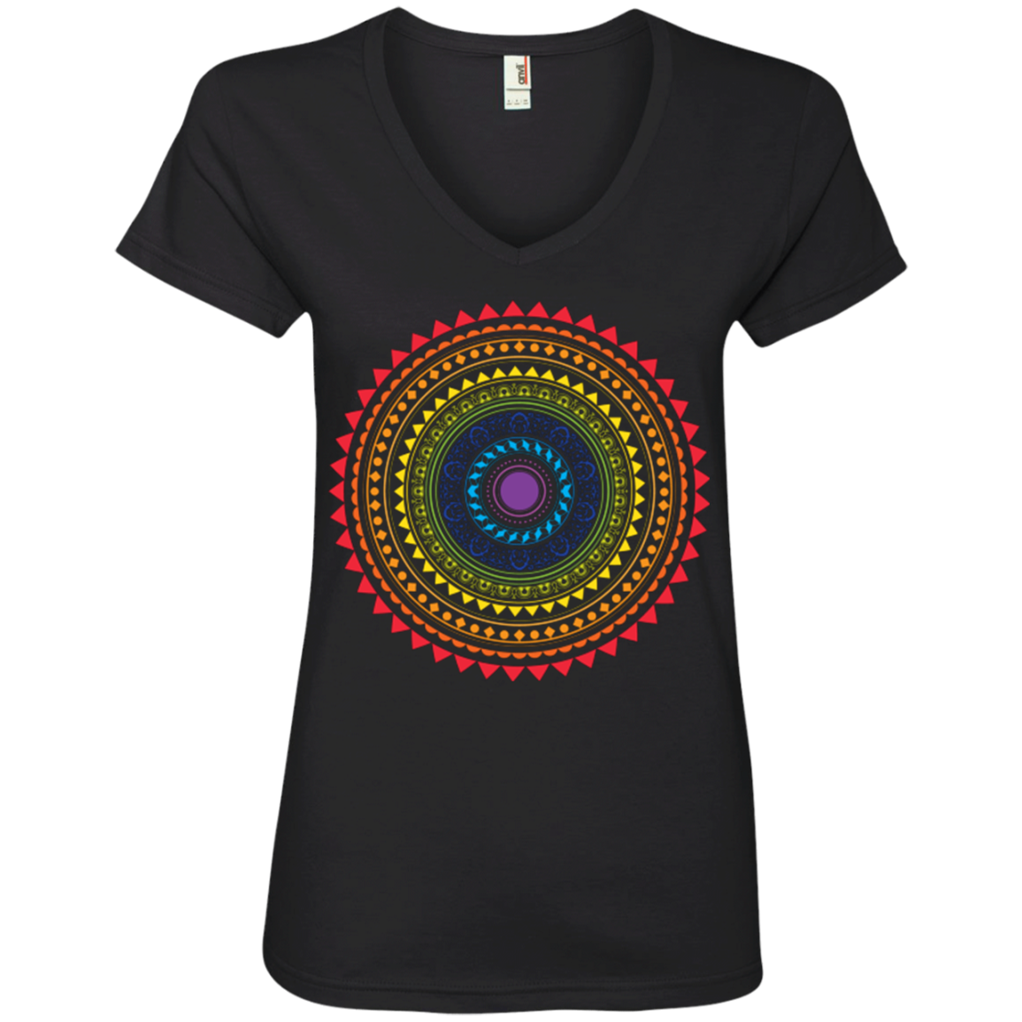 v-neck half sleeve LGBT Pride black tshirt for women