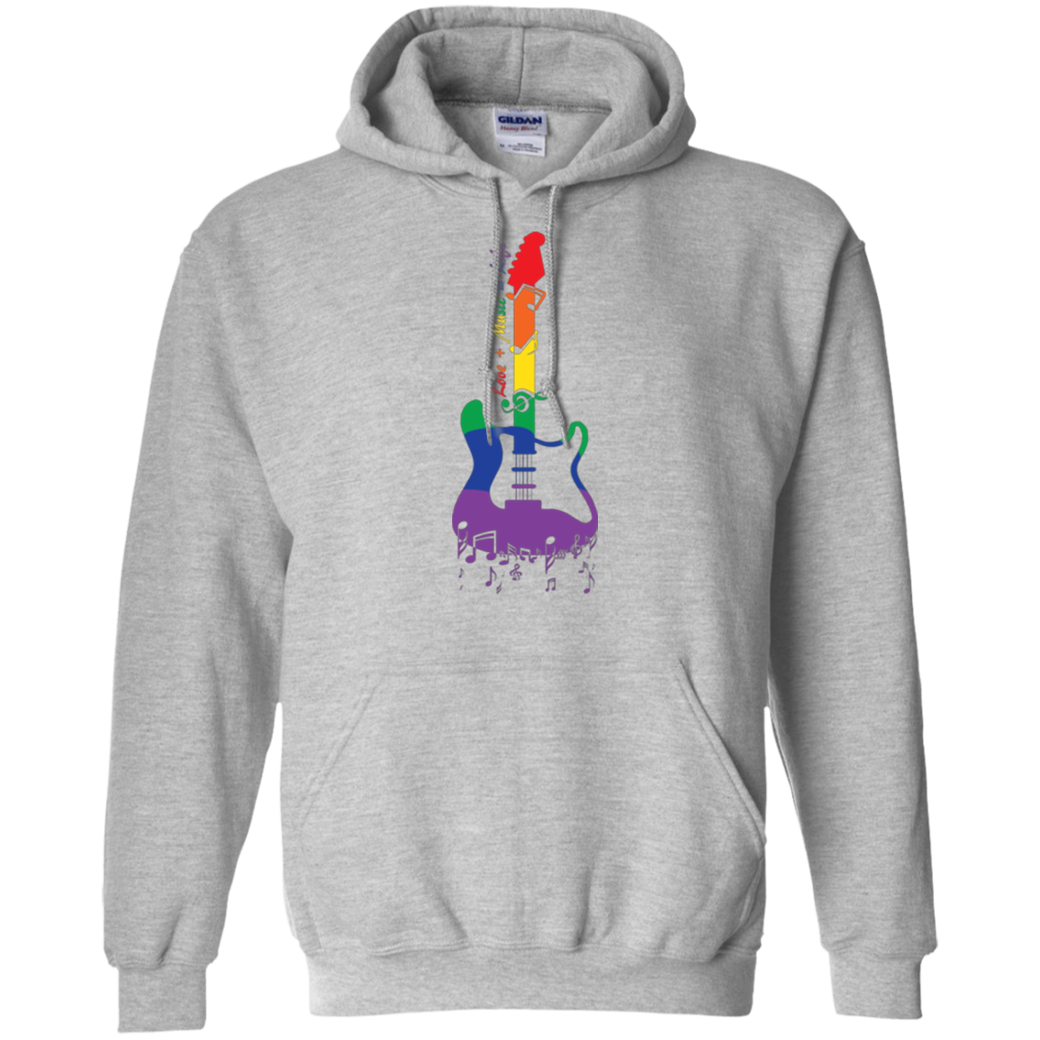 Rainbow guitar LGBT Pride grey hoodie for men & women music lover