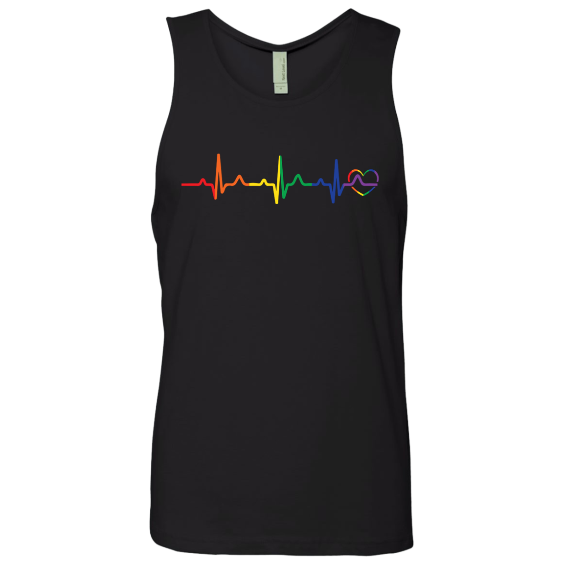 Rainbow Heartbeat Men's black Tank Top gay Pride Tank top 