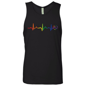 Rainbow Heartbeat Men's black Tank Top gay Pride Tank top 