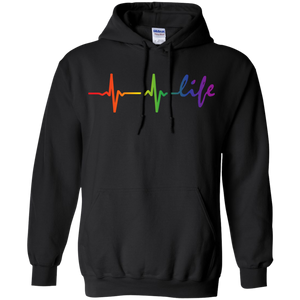 Rainbow Life Heartbeat Black Hoodie for Men & Women LGBT Pride Black Hoodie for Men & Women