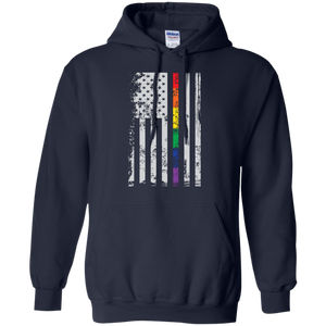 Rainbow Pride USA Flag Strip blue Hoodie for men & women