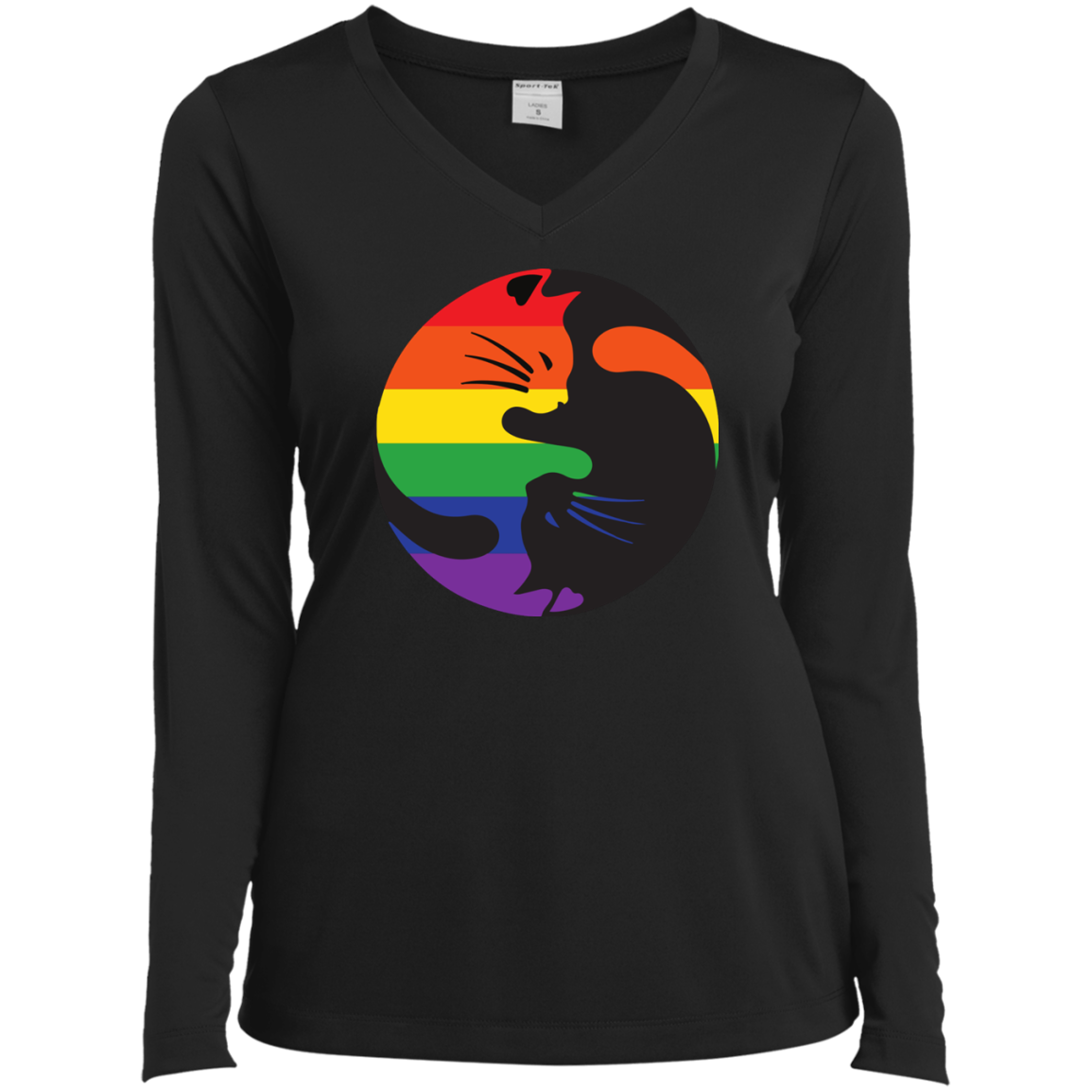 Rainbow Cat Yin Yang Pride T Shirt