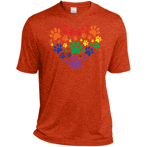 Rainbow Paw Print Love orange tshirt for men