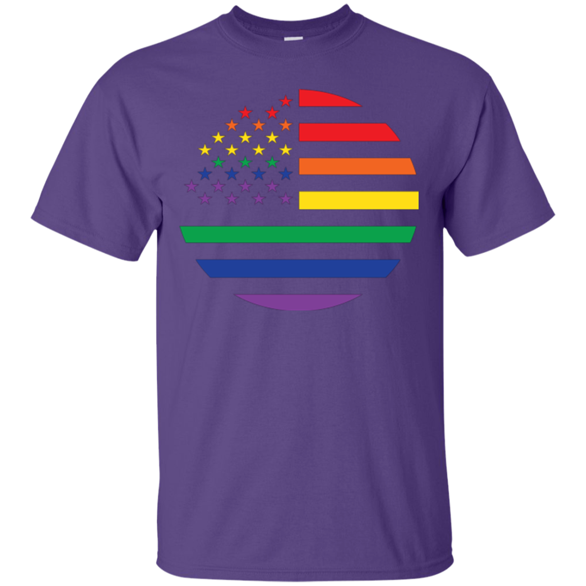 "Circular Rainbow Flag" Gay Pride Round Neck Purple Color Half-Sleevs T-Shirt