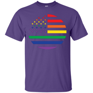 "Circular Rainbow Flag" Gay Pride Round Neck Purple Color Half-Sleevs T-Shirt