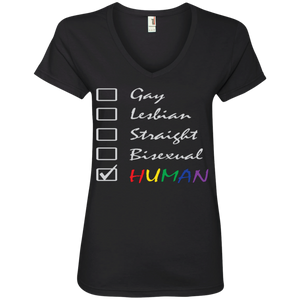 Human Check Box LGBT Pride black T Shirt for Women Human Equality LGBT Pride black Tshirt for Women