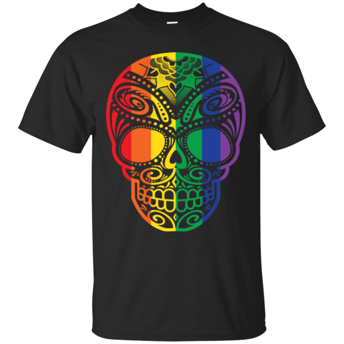 Rainbow Skull black T Shirt for men LGBT Pride black tshirt